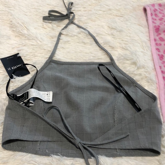 Gray checked halter top - Picture 2 of 2